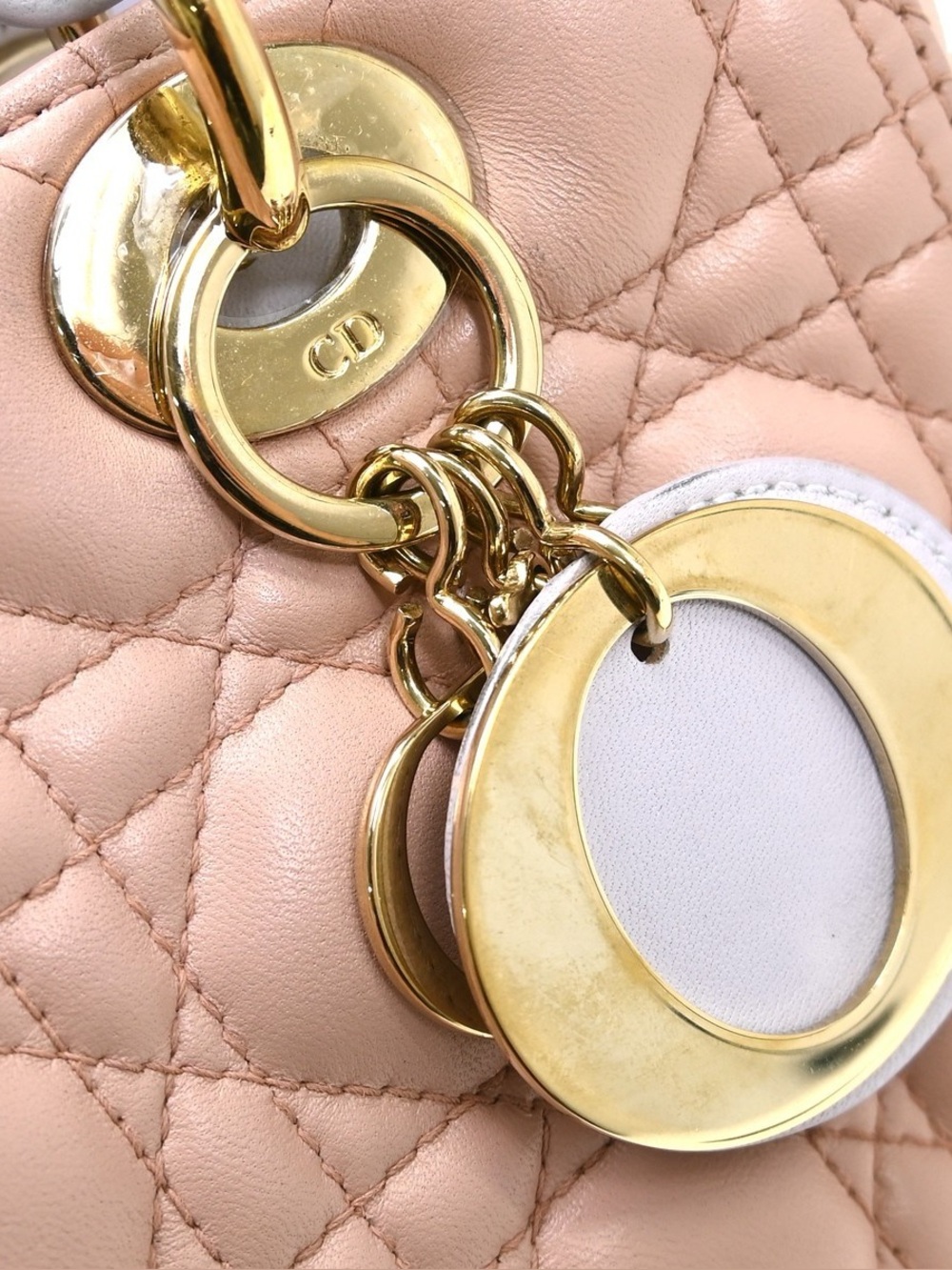 ✨🛍️ Christian Dior Leather Tricolor Medium Cannage Quilted Lady Dior Handbag - Picture 4 of 8
